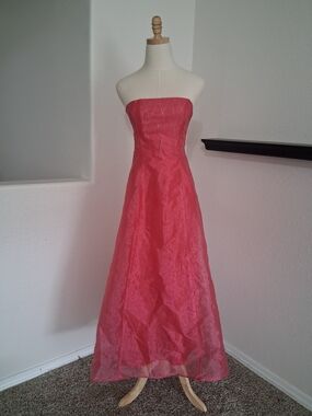 Roberta Strapless Coral-Pink Maxi Evening Dress Suze 3/4